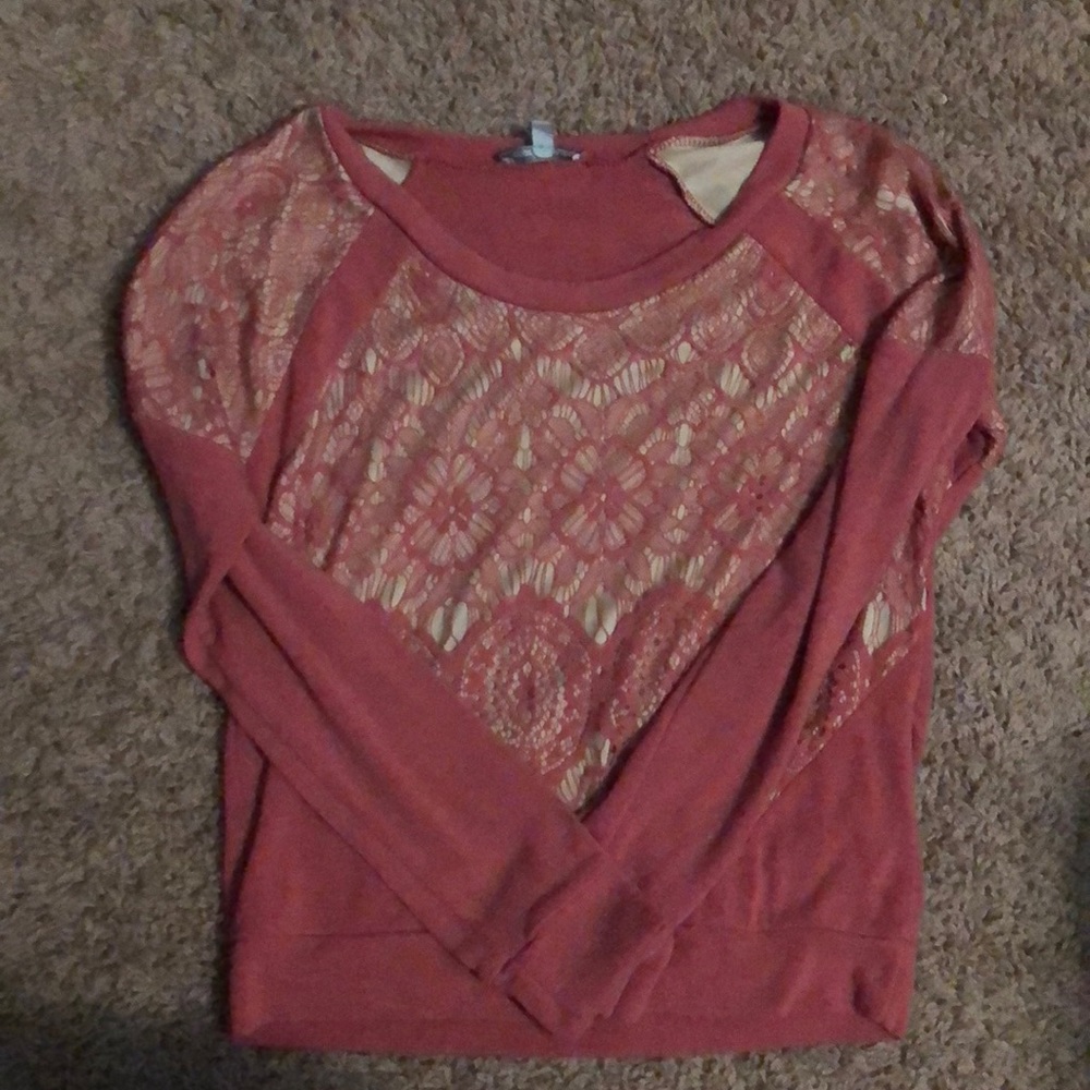 Pink lace long sleeve top